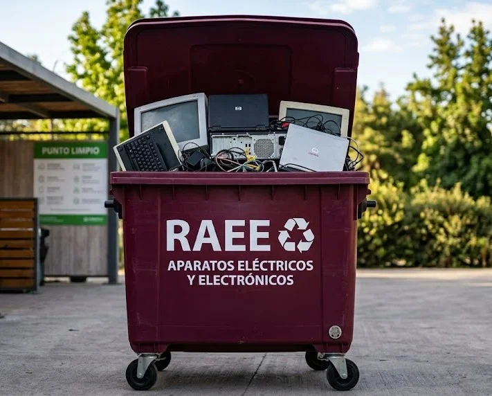 Contenedor destinado a residuos de aparatos eléctricos y electrónicos